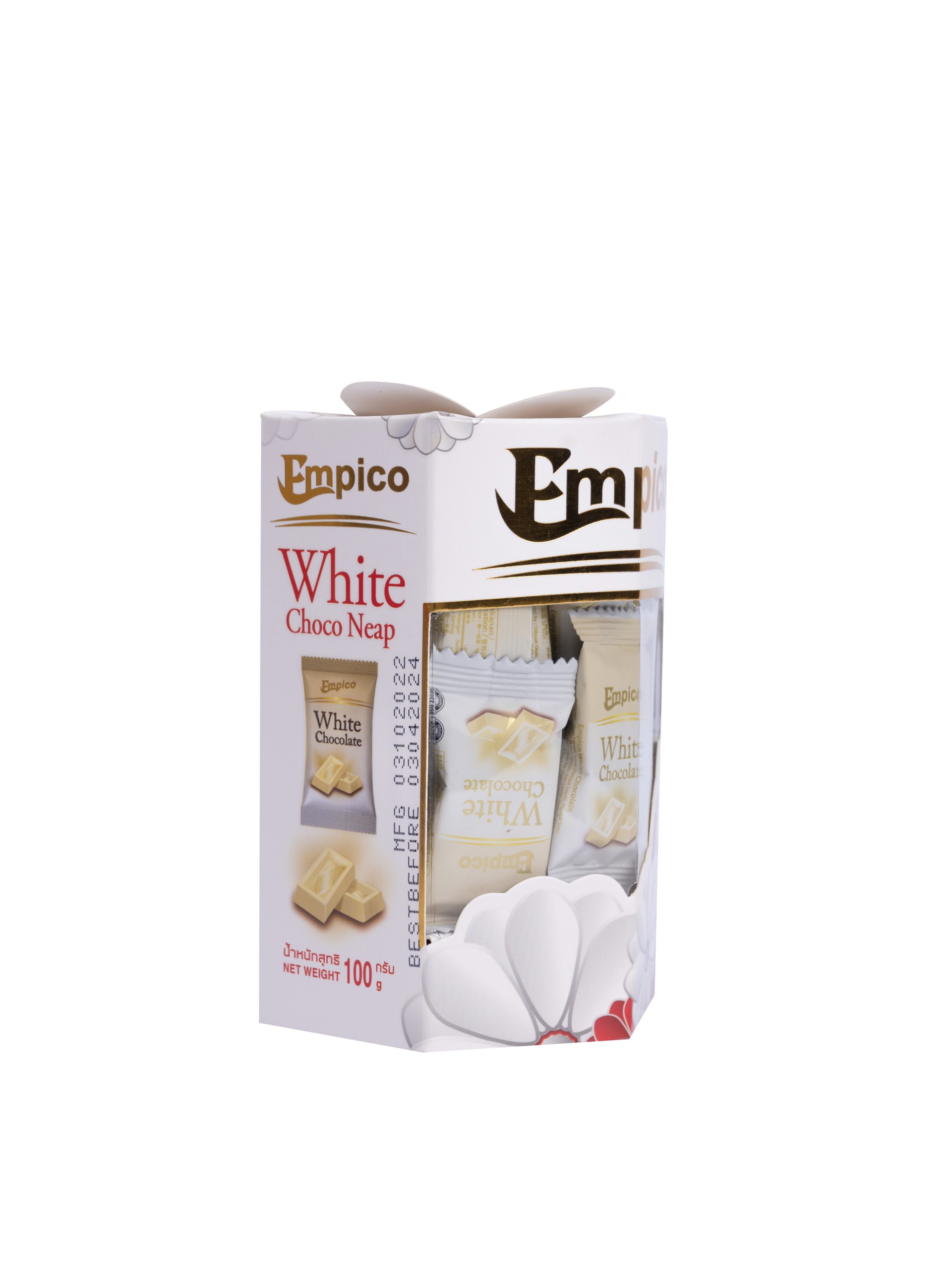 Sô cô la trắng Empico 100g hộp giấy bông hoa màu trắng 